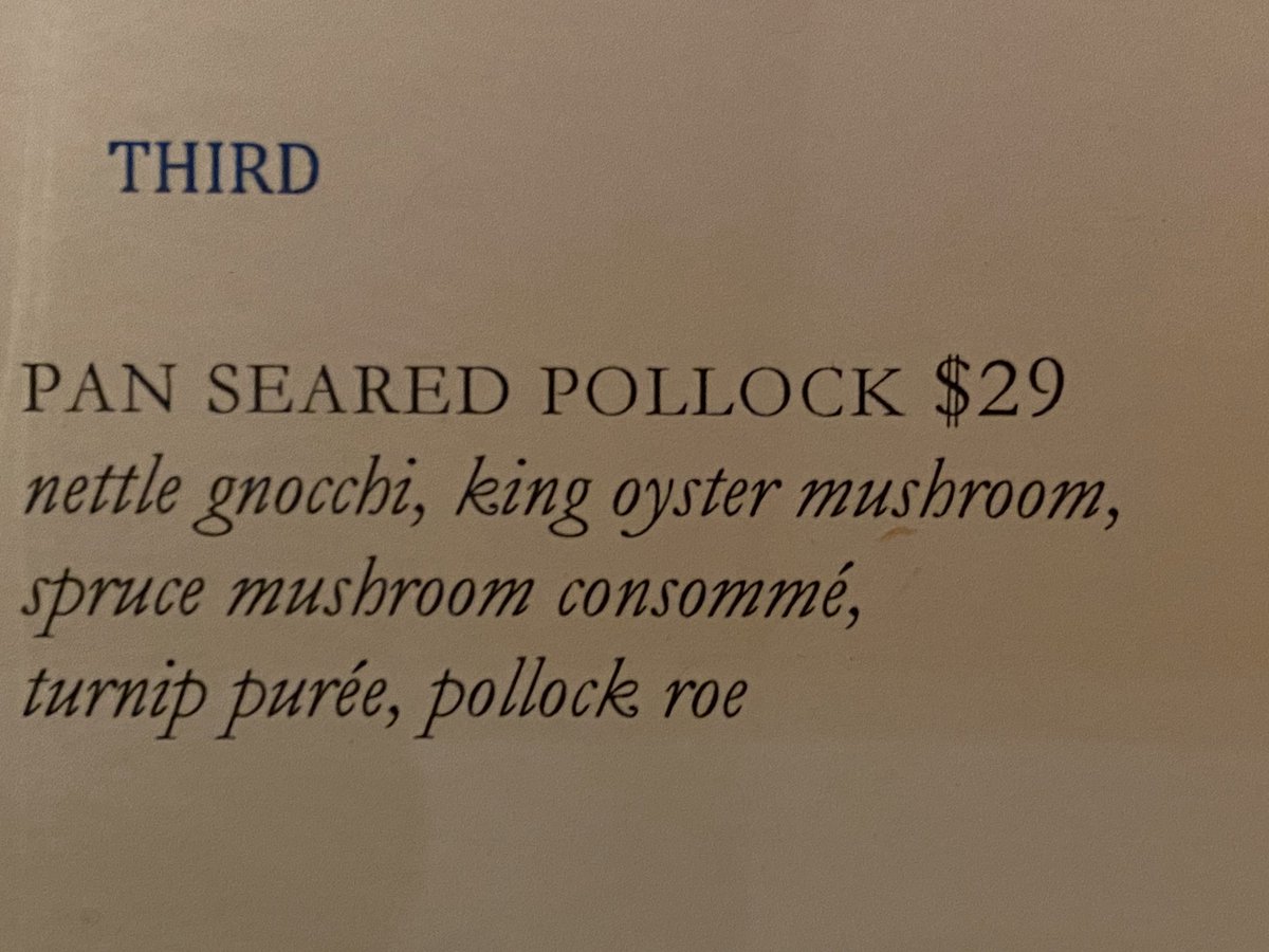 wildAKpollock's tweet image. Bon appetit here at Loulay in Seattle for Wild Alaska Pollock pan seared with nettle gnocchi, oyster mushrooms, consommé and Wild Alaska Pollock roe to round out the delicate flavor of our fish and give a delicious umami. French perfection for #WildAlaskaPollockweek.