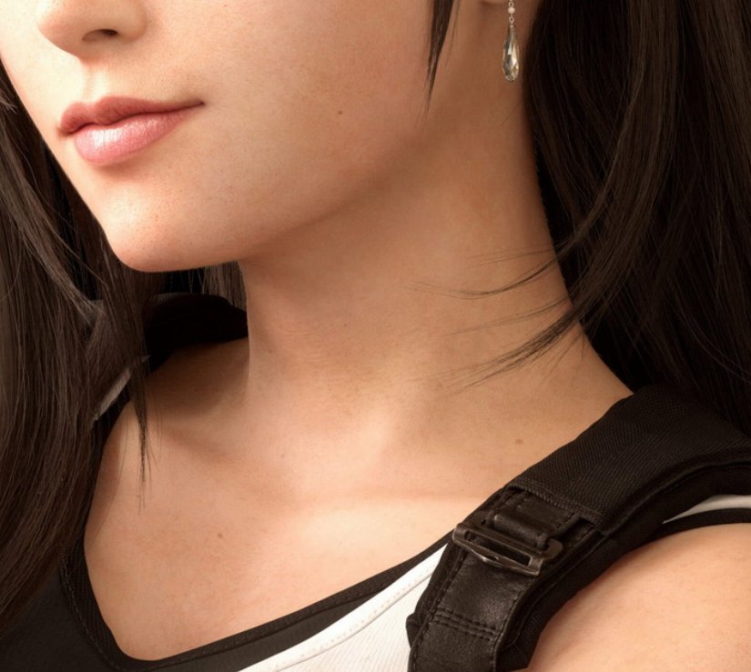 tweet about the little moles on Tifa's skin from her render 