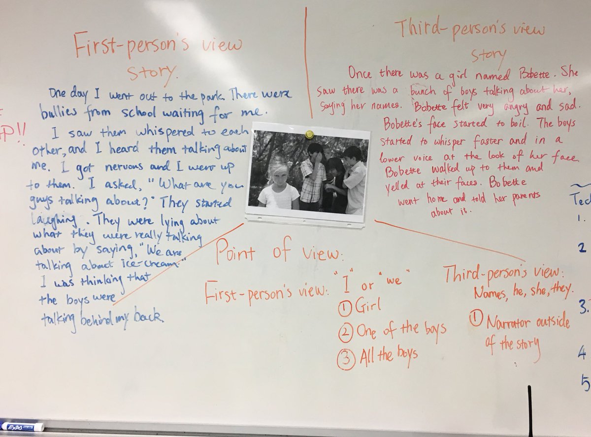 c_parkview's tweet photo. #pointofview Students collaboratively create narrative stories from both 1st and 3rd person’s view. They also made use of inference from skills to develop the story based on the picture in the middle. https://t.co/fETxBcRTyQ