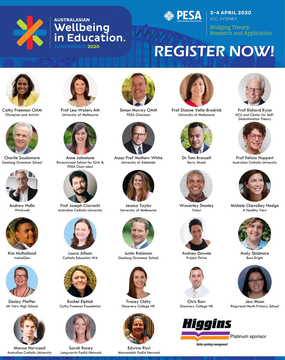 PESA_Aus's tweet photo. Only 1 month until the 2020 Australasian Wellbeing in Education Conference! Three days of world-class learning, connection and collaboration with local & international experts & thought leaders. REGISTER at https://t.co/8GGkfykok1 #PositiveEducation #PESA2020 @ProfLeaWaters https://t.co/BOOGPxfShb
