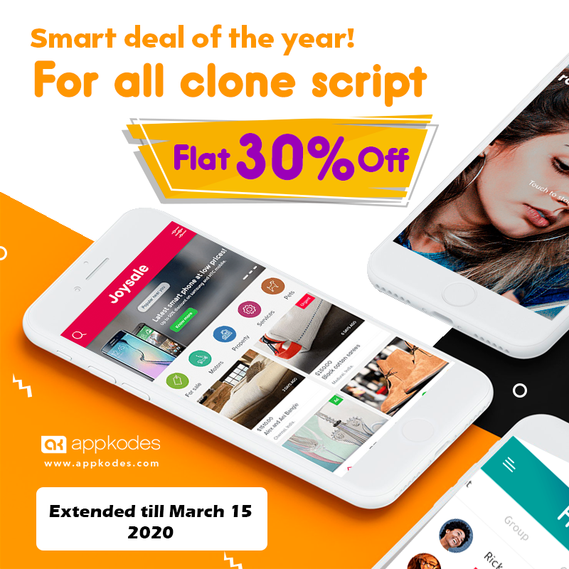 appkodes's tweet image. Our biggest year-end sale with awesome offers for our online #clonescript products is extended till March 15 to help many enthusiastic proprietors in achieving their online business goals.don’t delay and avail the wondrous flat 30% offers today
#readymadeclonescript #startupideas