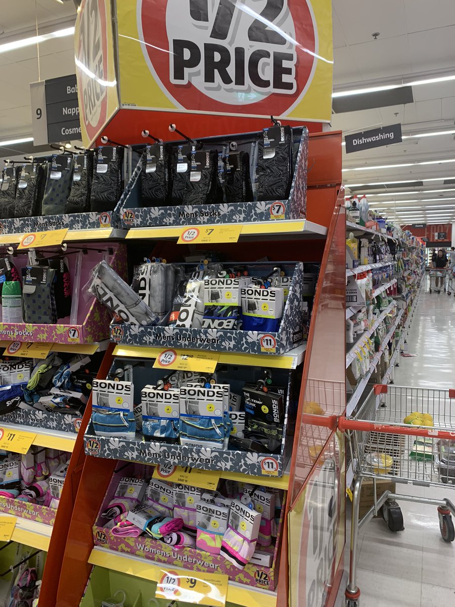 billy__buttons's tweet photo. Everyone stocking up on Toilet Paper at Coles. Meanwhile I’m stocking up on half price undies. While they play chequers I’m playing chess #strategy https://t.co/8gZHWzzVNN