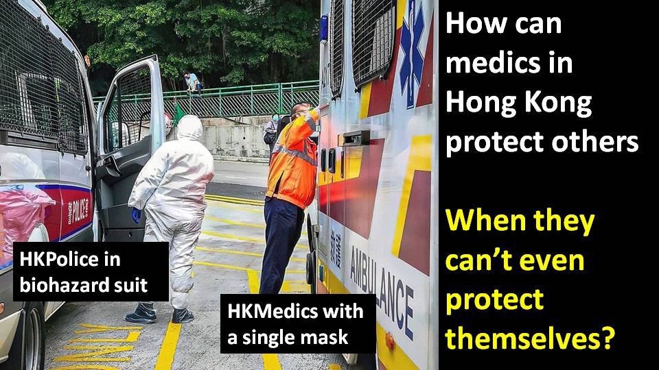 8. Due to the inadequate protective supplies for medics in Hong Kong, citizens donate masks & businesses donate PPE to healthcare workers.9. Businesses give discounts or priorities to healthcare workers in purchasing masks & disinfectants.