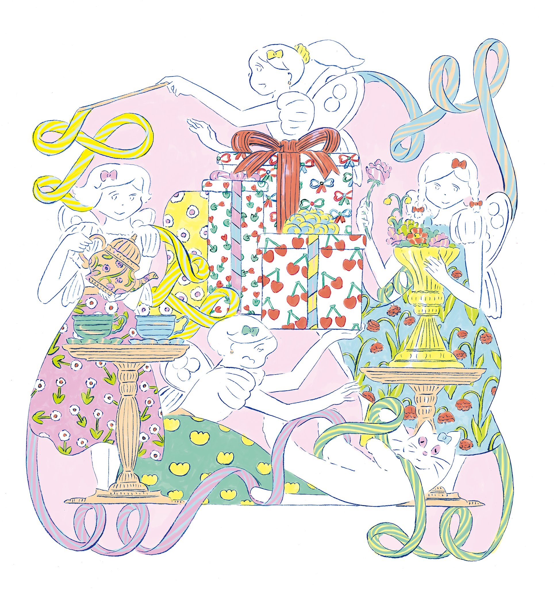 afternoon tee ハンドメイドパステル画絵画アート原画