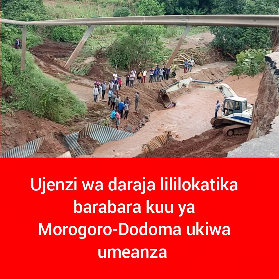 MwananchiNews's tweet photo. Ujenzi wa daraja Kiegeya lililokatika barabara kuu ya Morogoro-Dodoma umeanza kwa kutenganeza kingo za daraja kisha kujaza mawe makubwa kwenye shimo kubwa lililosababishwa na mvua iliyonyesha jana #MwananchiUpdates #MclDigital https://t.co/Qqs8egl1dj