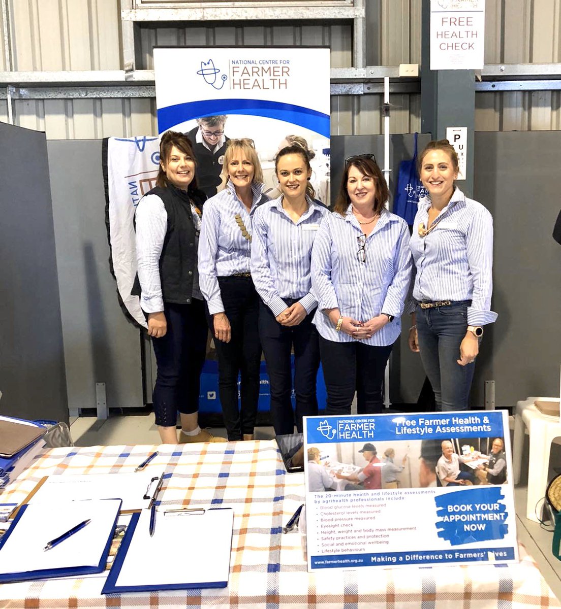 FarmerHealth's tweet photo. It’s day 1 @wimfielddays
The team are here for you to have your free health check until 7:00pm tonight at the Moore Exhibition Centre. See you here! 
#WMFD2020
#farmerhealth
@WestVicPHN https://t.co/HaBNieQn4H
