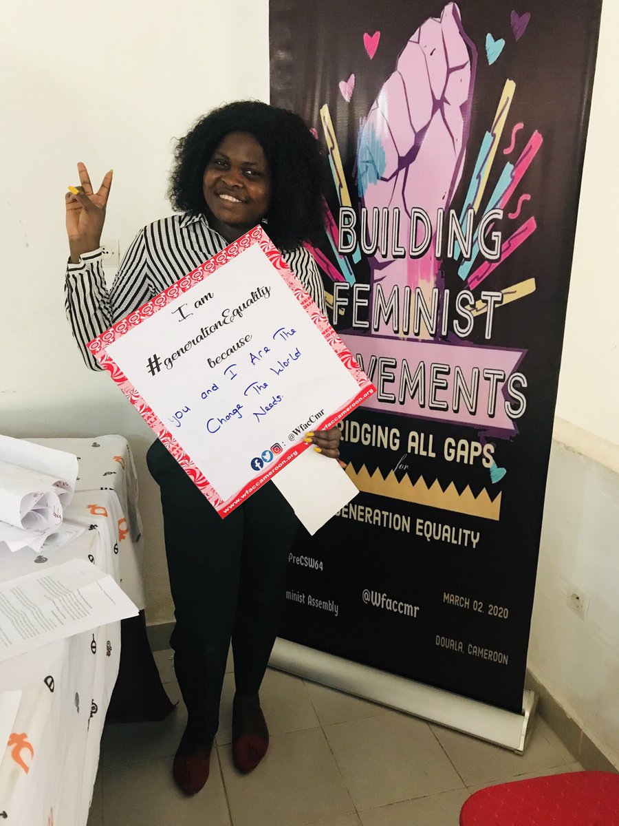 NemboNenne's tweet photo. I am generation equality because you and I are the change the world needs.
#precsw64 #3rdfeministassembly #GenerationEquality #Beijing+25 #HerVoiceMyVoice #ByGirlsForGir #IStandWithHer
@WfacCmr @FemnetProg @UN_Women @UN_CSW https://t.co/yCZYPOq0oU