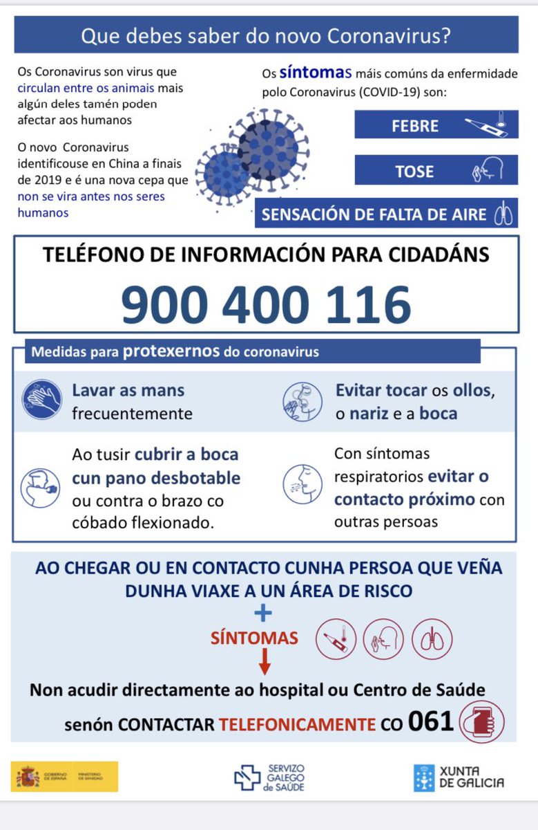 Información actualizada #coronavirus #COVID19 novo teléfono gratuito de atención á cidadanía
