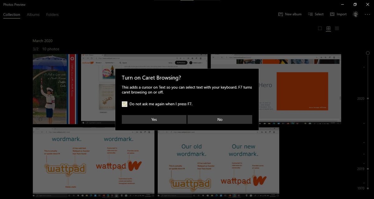 Ortega082's tweet image. I don't know if you guys have seen this, but pressing F7 in a UWP App will turn on Caret Browsing. See images for the definition.
In some cases with media players (eg. Groove Music and Movies & TV), you may need to use CTRL + F7 for that.
#Windows10 #WindowsUI #UWP