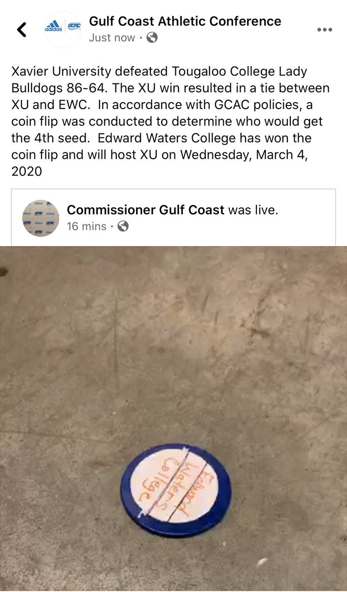 KikiBakerBarnes's tweet photo. Congrats to @xulagold MBB @GCACInfo Conf. Champs & @EWCAthletics WBB who won the 4th seed through the commissioner’s coin toss. Visit https://t.co/6cmPRjwDhe 4 updates. commissioner’s coin toss. March Madness” has officially begun. #GCACinfo #madamecommissioner https://t.co/UInptKjFgC