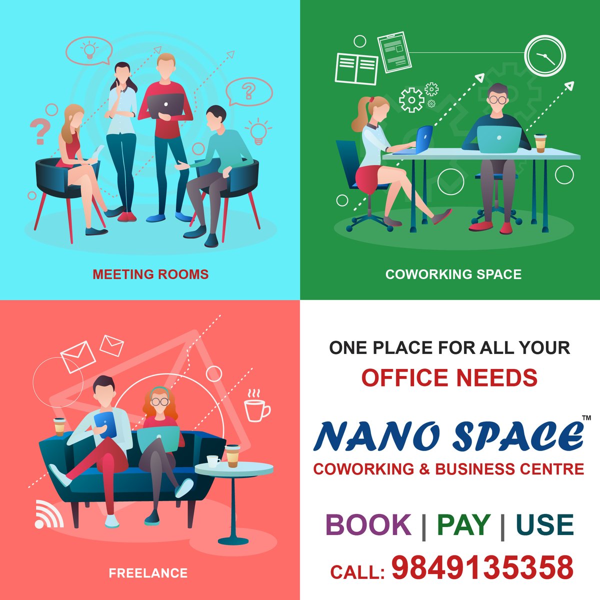NanoSpaceCowork's tweet photo. Are you struggling with Traditional Office..?
"Then Try Coworking and Plug &amp; Play Offices"
☑️ Workspace
☑️ AC Cabins
☑️ Free WiFi
☑️ Drinking water
☑️ Reception Area
☑️ Washroom
☑️ Dry Pantry
☑️ Maid Services
☑️ No Maintenance Power Charges
☑️ Parking area
Call 9849135358 https://t.co/MIPFiKIFNe