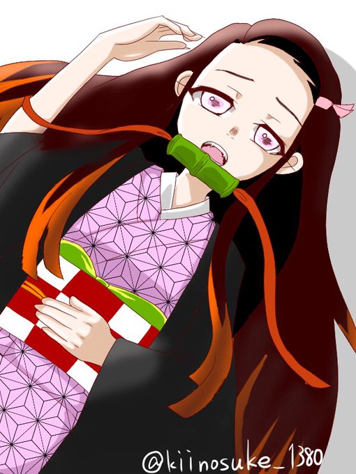 きーのすけさんがTwitterに投稿した竈門禰豆子(鬼滅の刃)のイラスト。