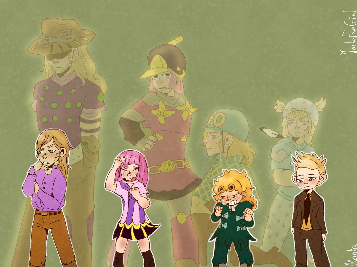 Joshufangirl's tweet photo. Steel ball run characters as children, cause they are so cute.

#jojosbizarreadventure #jojo #JJBA #jojopart7 #steelballrun #diegobrando #dio #diothedinosaur #hotpants #gyro #gyrozeppeli #iuliuscaesarzeppeli #johnny #johnnyjoestar #jonathanjoestar https://t.co/FF3oirxUXW