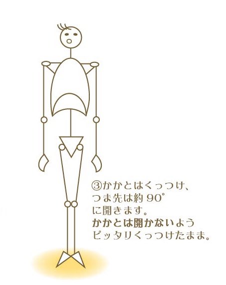 O Xrhsths ナガイカヤノ Kayano Nagai Sto Twitter 3日目のワークは キツイって感じる人が 多いかもしれないです イラストの骨格君の顔も 表情が 昨日と同じで 両脚はピッタリとくっつけますが 左右のつま先は45 づつ 外に開いてください その状態からのつま先立ち