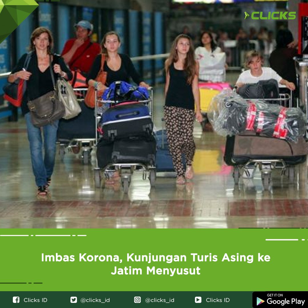 clicks_id's tweet photo. Angka kunjungan wisatawan mancanegera (wisman) ke Jawa Timur mengalami penurunan pada bulan Februari ini. Sebaran virus korona di penjuru dunia menjadi salah satu faktor penyebabnya.
Selengkapnya di https://t.co/zUQQGH6FtC
#clicksid #ClicksAe #viruskorona #coronavirus https://t.co/mdB2BoX86M