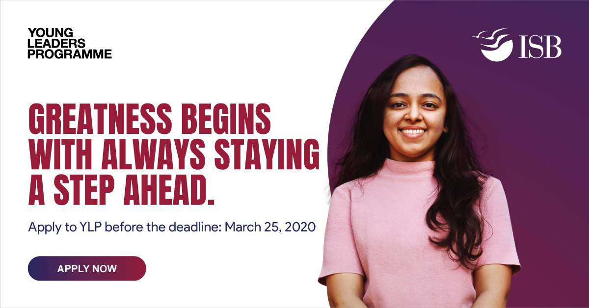 ISBedu's tweet photo. Our Young Leader Programme is a mix of ON-CAMPUS and OFF-CAMPUS LEARNING MODULES that eventually lead to integration with the flagship ISB Post Graduate Programme. Application deadline: March 25, 2020.
Apply Now: https://t.co/zLybXrlhyn
#ISBYLP https://t.co/5x4xhns0aB