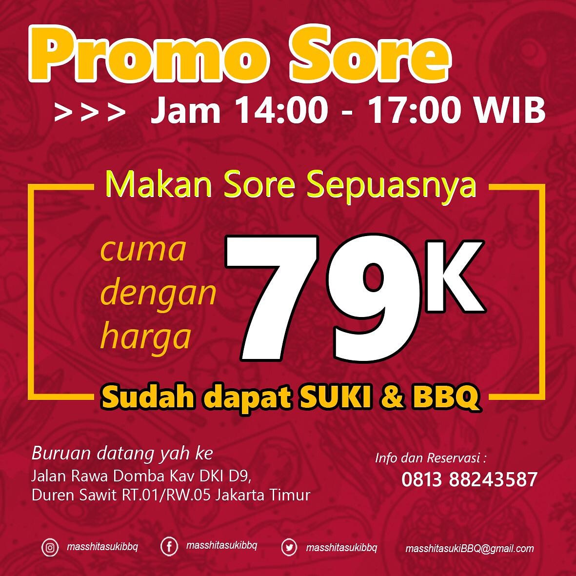 aissssss12's tweet photo. Yuuuuk happy people bentar lagi jam 14.00 jangan ketinggalan promo sore😙😙 cuma 79++ udah bisa nikmatin Suki &amp; BBQ sepuasnyaa @emakWulan @tatairianty https://t.co/RgQZ5PZZUG