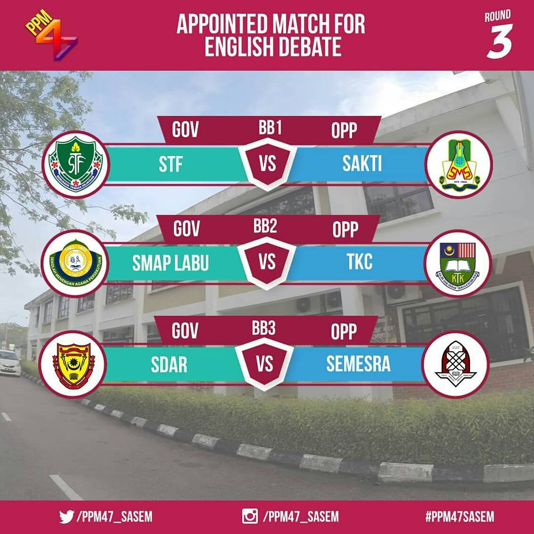 PPM47_SASEM's tweet photo. Berikut merupakan jadual perlawanan bahas Bahasa Inggeris bagi sidang 3.
#PPM47SASEM 
#ppm47 https://t.co/IGgJYAGWoQ