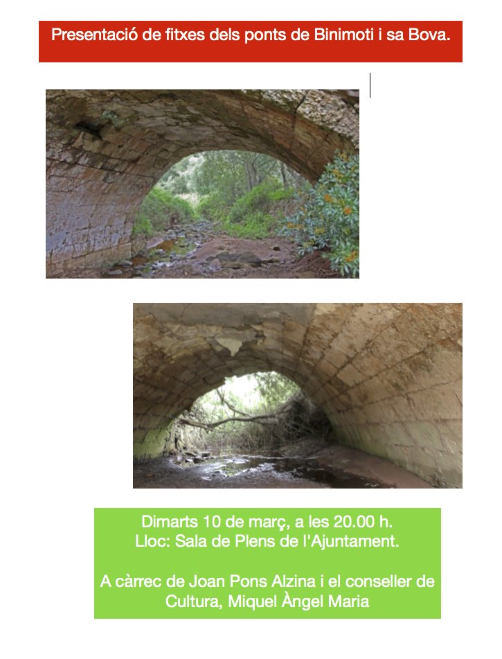 AmicsKane's tweet photo. En Joan Pons Alzina ha fet un treball de recopilació d’informació històrica d’aquests 2 ponts que hi ha al Camí d’en Kane que passa per Ferreries, segur que xalarem escoltant les seves explicacions. https://t.co/XrUqevk1bn