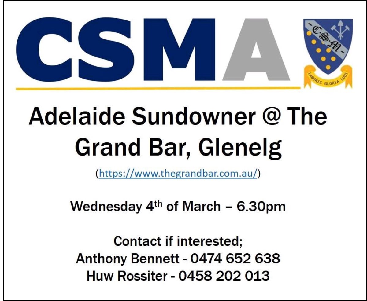 Adelaide sundowner 4th March 2020.