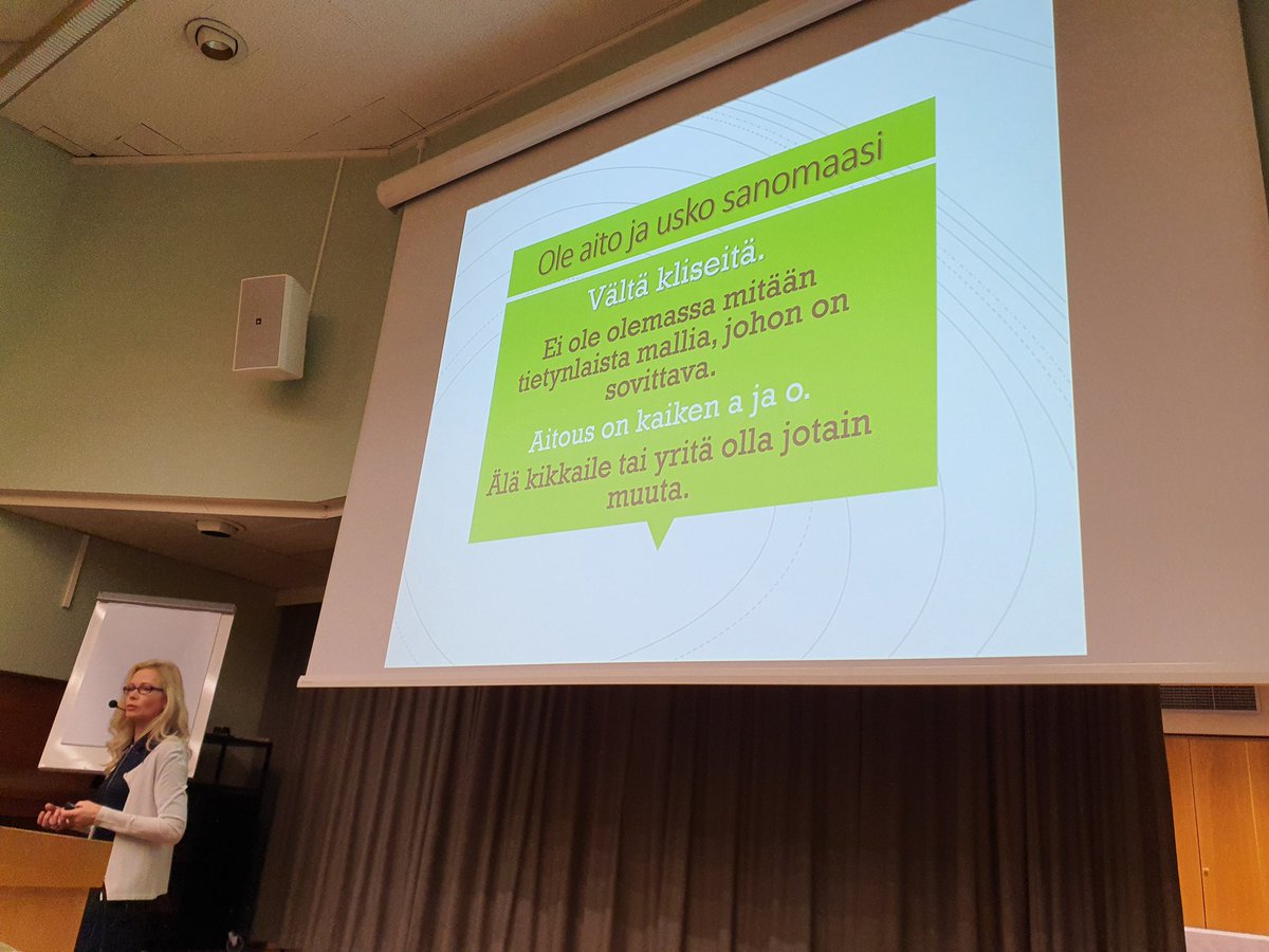 Workgoeshappy's tweet photo. Ei ole olemassa mitään tietynlaista mallia, johon on sovittava - Ole aito ja usko sanomaasi #Workgoesvalues @ERTOry #JaanaVillanen https://t.co/Obc8HB6Sgi