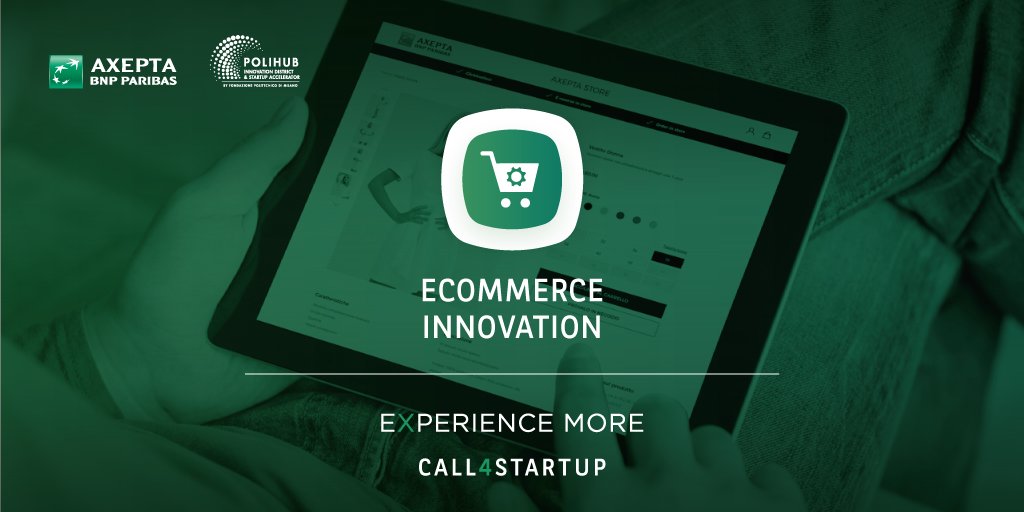 PoliHub's tweet photo. #Call4Startup https://t.co/Nobof6AIWB
Acquistare prodotti con pochi clic è ormai un’abitudine di consumo📲🛒#Axepta e #PoliHub chiamano a raccolta le #startup con le soluzioni più innovative in ambito #ecommerce. Candida il tuo progetto fino al 5/4 #StoredelFuturo #ExperienceMore https://t.co/P3TtDT5Oe6