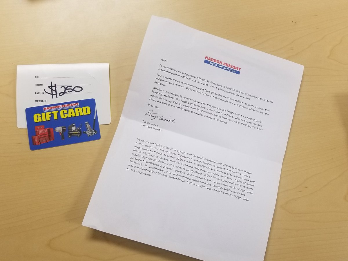 Harbor Freight just keeps on giving!! What an awesome surprise this morning in my school mailbox!