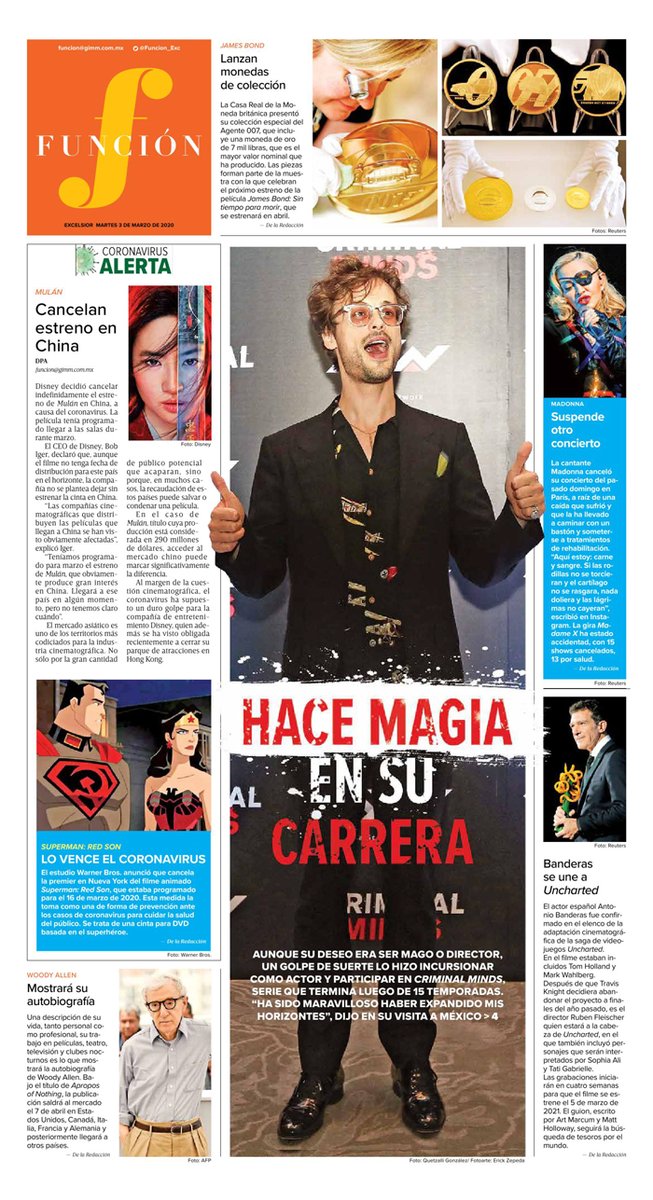 Funcion_Exc's tweet photo. Entérate de los espectáculos más relevantes de este #FelizMartes en nuestra portada de #Función 🎤🎞 https://t.co/iJmEs2MWV9 👇 https://t.co/4kqE6Ur4OD