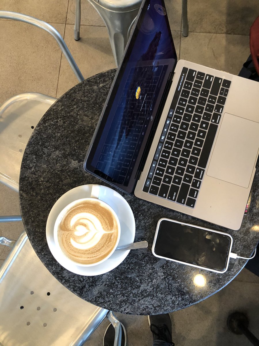 jolacoffee's tweet photo. Nothing like getting your stuff done first thing in the morning. #productivitytuesday #latteandlaptop https://t.co/c1UHYRhkOK