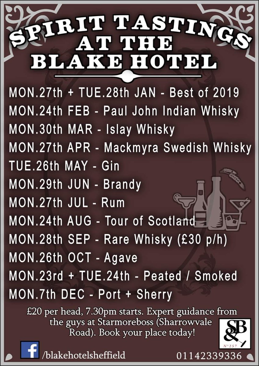 BlakeHotelSheff's tweet photo. Did You Know We Also Do Spirit Tastings At The Blake Hotel?
We'll You Do Now! 
#whisky #scotch #rum #gin #tequila #port #sherry #spirits
@StarmoreBoss @BlakeHotelSheff https://t.co/DECIM1yX0g