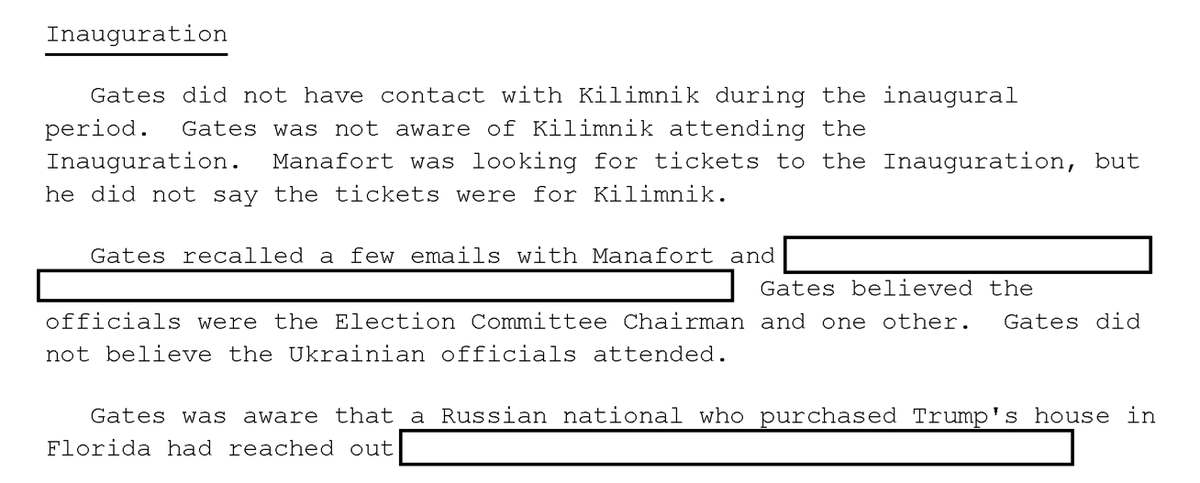 Gates proffers *so much* over the months that the timeline jumps back and forth - bear with.Manafort of course wanted Russian intelligence to be at the actual inauguration. World's Shittiest Guest Dmitry Rybolovlev who laundered Trump $45 million also wanted tickets!