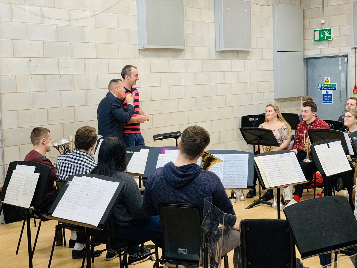 thorntoneuph's tweet photo. Fantastic to have Prof David King working with @RNCMvoice student conductors &amp; the brass band. Chosen repertoire was RVW Henry V, Holst Moorside Suite &amp; Bourgeois Forest of Dean. Very productive session!! https://t.co/WsdvbjsYIA