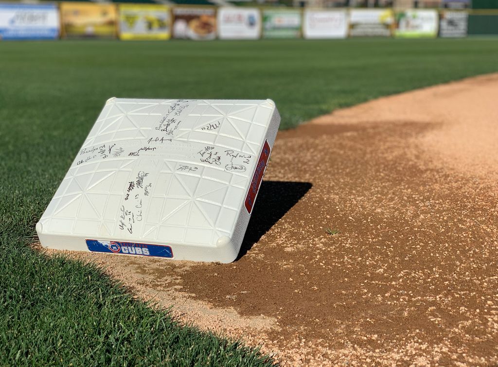 GIVEAWAY: Win this game used base, signed by the 2018 South Bend Cubs! Just LIKE AND RT this post to enter. One will will be drawn on Friday, March 6 between all social accounts. Autographs include Miguel Amaya, Brian Glowicki, and Brailyn Marquez.
Good luck!