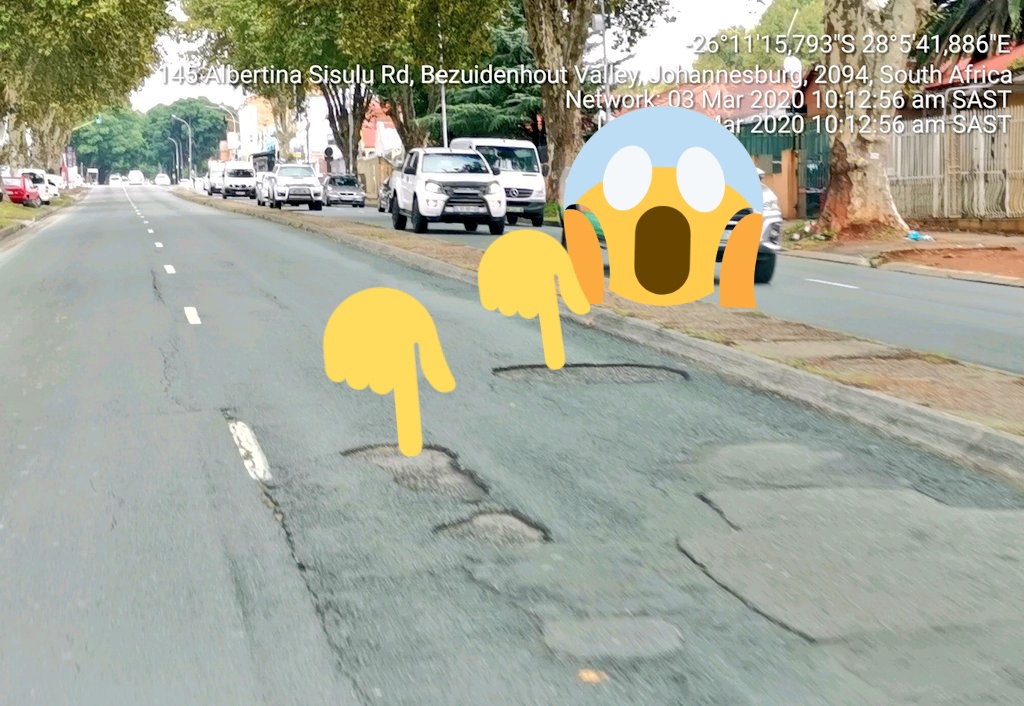 GTP_Traffstats's tweet photo. @MyJRA several sections of Albertina Sisulu between Bruma and Bez Valley in need of repairs
#WarOnPotholes @NHMakhuba @GeoffMakhubo https://t.co/lpm6GQkhCY