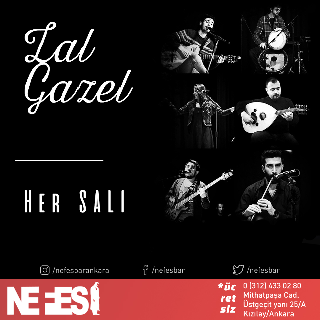 NefesSahne's tweet photo. Salı akşamları #LalGazel ile güzelleşecek!
Lal Gazel bu akşam 21:30'da #NEFES sahnesinde sizlerle. ✨🌺 Girişler #ÜCRETSİZ!
#Ankara #Mekan #Konser #Etkinlik #CanlıMüzik https://t.co/ElN1fRRhBY