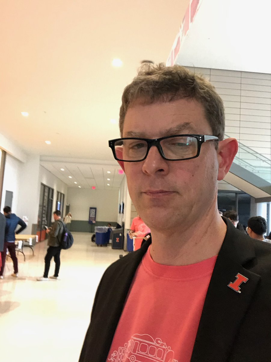 IllinoisISE's tweet photo. Professor Richard Sowers, judging at #hackillinois - this man can spot a missing semicolon in your code from across the room. https://t.co/kuyZJ2KB1h