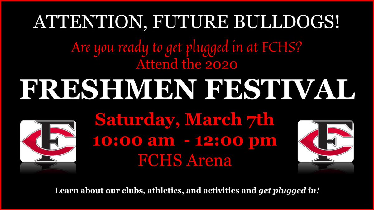 ForsythCentAD's tweet photo. Excited for our Annual Freshmen Festival this coming Saturday in the Arena from 10:00-12:00. Rising 9th graders take this opportunity to visit with our Clubs & Athletics so you can get plugged into being a Bulldog! https://t.co/7HF93Wc86X