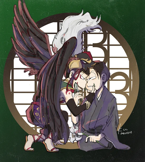 #3月3日はチョロチョロの日
オラつき3男好きなので交戦的な妖怪3男と丁呂介さんでお祝い。 