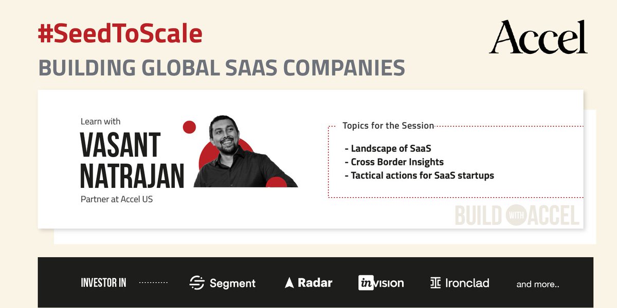 AccelIndia's tweet image. We have @vas from @Accel talking about building a global #SaaS company. It&apos;s a full house at Accel launchpad with SaaS startups. We are excited to bring  our SaaS community together and share some learnings. Many more such events ahead. Stay tuned.  #BuildWithAccel #SeedtoScale