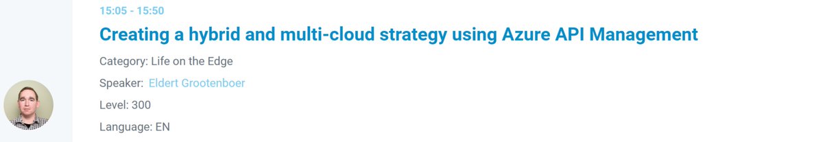 egrootenboer's tweet photo. If you are at #AzureDayPL then come and join me on the Life on the Edge track at 15:05 for my session Creating a hybrid and multi-cloud strategy using #Azure API Management. Learn how to expose your APIs in a hybrid and multi-cloud environment without downtime. https://t.co/cg12o77Xtm