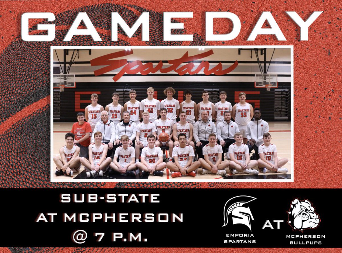 EHSBasketball's tweet photo. 🚨 Gameday🚨
📅 March 3
🆚 McPherson
📍 The Roundhouse
🕰 7:00 PM
🎟 Sub-State
🎙 KVOE 1400 am/ https://t.co/mqGVYZVn3m
📱 Follow @EmporiaSpartans for     updates https://t.co/GZMdg3XjSQ