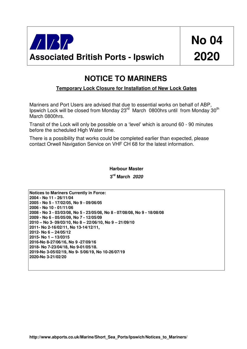 Please see latest notice to mariners <a href="/ABP_SSP/">ABP SSP</a>