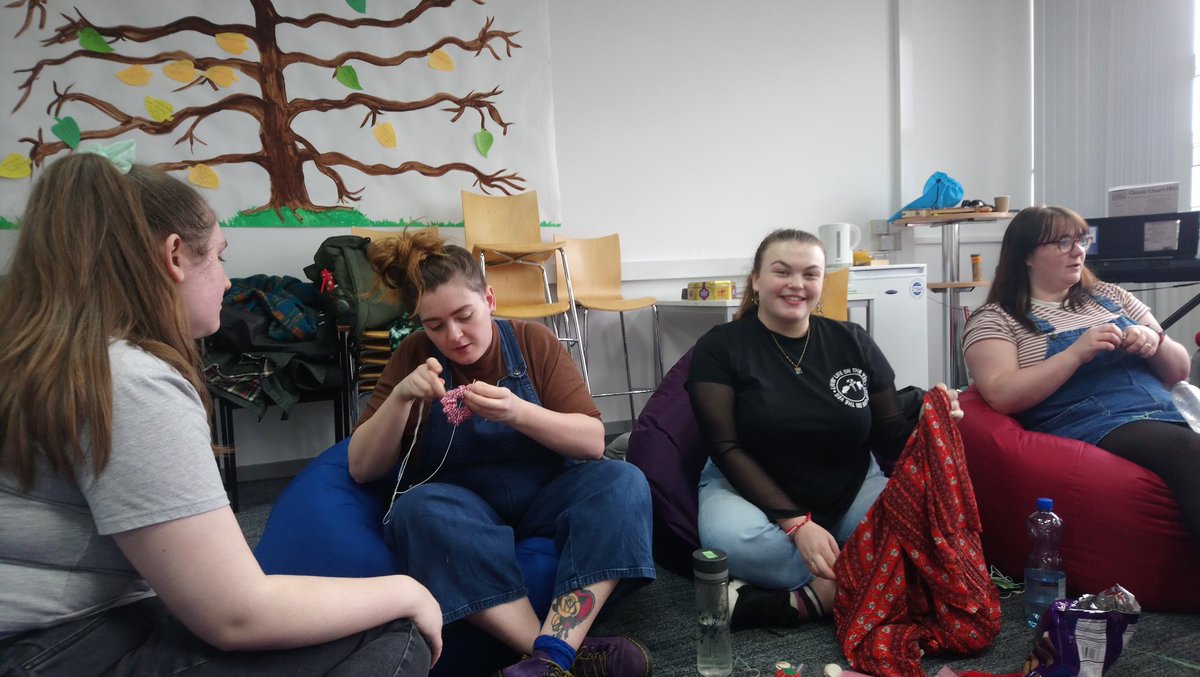 'Occustitch' group run by one of our students in our brand new 'occupation hub' where students can experience a variety of different occupations <a href="/UoSOccTherapy/">University of Salford Occupational Therapy</a>