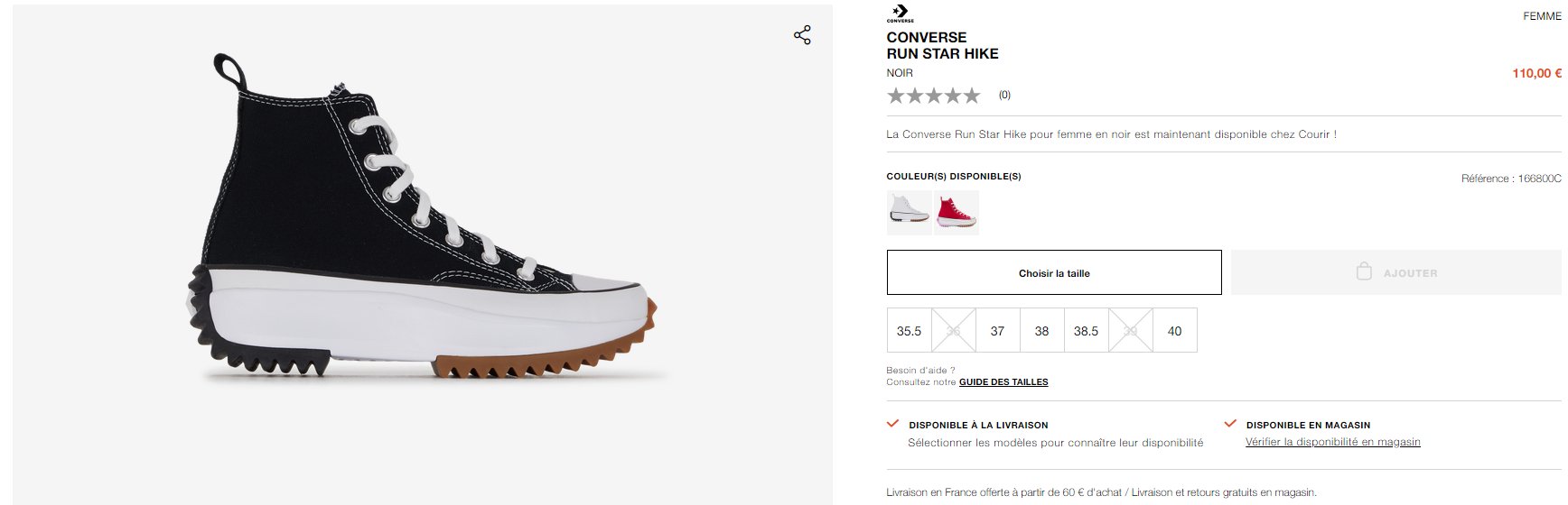 guide taille converse femme