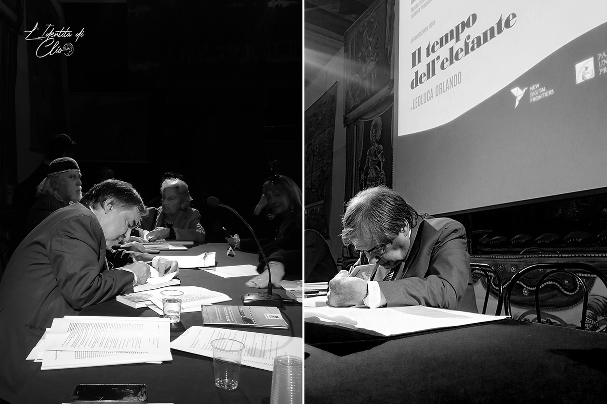 UnipaPress's tweet photo. A seguito della presentazione della raccolta di racconti "Il tempo dell'elefante" edito da @UnipaPress, il sindaco @LeolucaOrlando1 firma le copie al @MuseoMarionette di #Palermo.

#leolucaorlando https://t.co/IslmxHziWy
