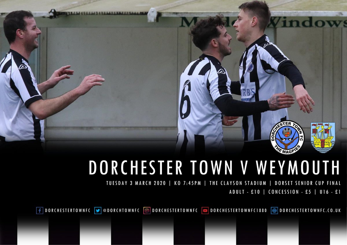 ⚽️ | MATCHDAY!

The Magpies take on Weymouth in the Dorset Senior Cup final tonight at The Clayson Stadium

#WeAreDorch ⚫️⚪️