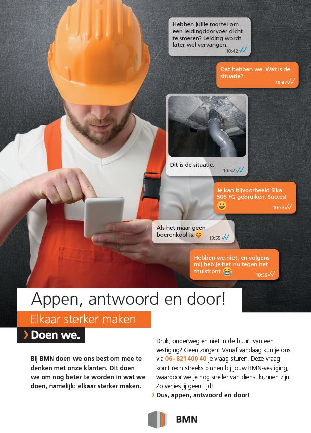 Geen tijd te verliezen!
Vanaf nu kan er ge-appt worden...
Voorlopig alleen met onze vestiging Groningen en nog 3 andere vestingen:  <a href="/BMNAssen/">BMN Assen</a>,  <a href="/LeeuwardenBMN/">BMN Leeuwarden</a>  en @BMNSneek. Later zal dit landelijk doorgevoerd worden. #besteservice #doenwe !