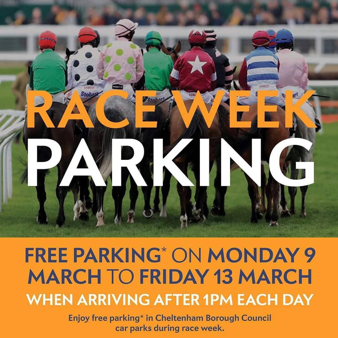 regentarcade's tweet photo. FREE PARKING 🙌🏼 | Enjoy free parking in Cheltenham Borough Council car parks for Race Week! https://t.co/pw8rytqLEt