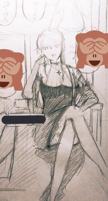 ひさびさに6頭身以上のキャラ描いたわ 