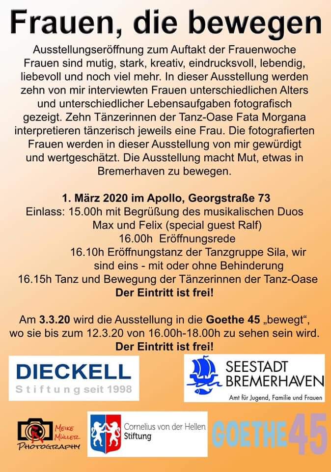 GalerieGoethe45's tweet photo. „Frauen, die bewegen“ startete am 1.3.20 zur internationalen Frauenwoche im Apollo durch. Ab 03.03.2020 sind die Arbeiten von 10 Frauen täglich von 16 h - 18 h in der Galerie #Goethe45 zu sehen. Fotos : Meike Müller // Moin Fotos - Meikes Fotowelt. https://t.co/BFBE41kd4k